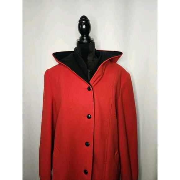 Authentic Mackintosh Vest Coat Wool Size 12 Vintage Made USA Hooded Red/Black - Picture 5 of 14